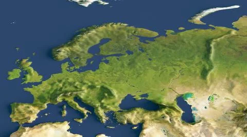 3d render of a map of Europe. Elements of this image furnished by NASA. Stock Illustration