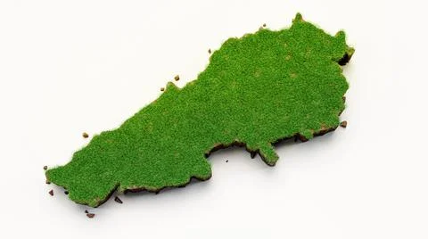 3d render of a map of Lebanon with grass texture on a white background Stock Illustration