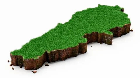 3d render of a map of Lebanon with grass texture on a white background Illustrazione stock