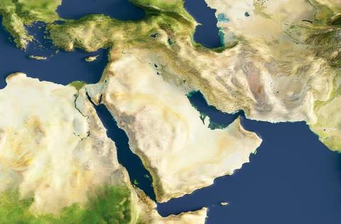 3d render of a map of the Middle East. イラスト素材