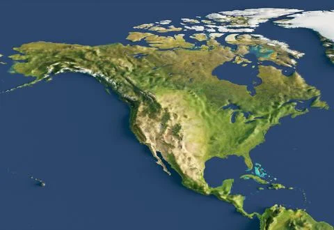3d render of a map of North America. Elements of this image furnished by NASA Stock Illustration