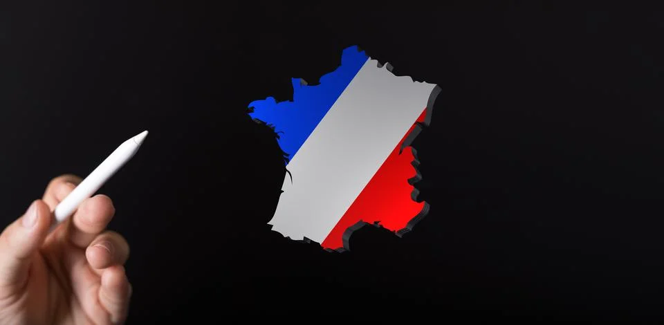 3D render of the map of Paris being manipulated by a person in a holographic man Stock Photos