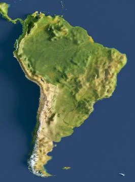 3d render of a map of South America. Elements of this image furnished by NASA Illustrazione stock