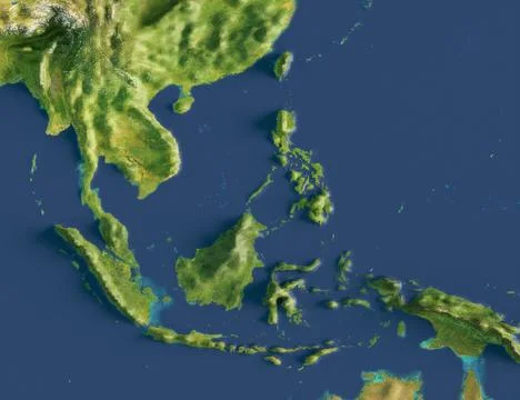 3d render of a map of Southeast Asia. イラスト素材