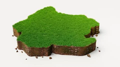 3d render of a map of Suriname with grass texture on a white background Illustrazione stock