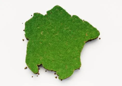 3d render of a map of Suriname with grass texture on a white background Stock Illustration
