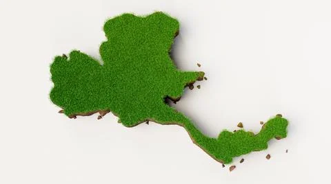 3d render of a map of Thailand with grass texture on a white background Stock Illustration