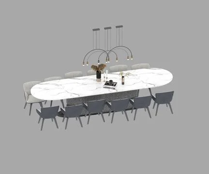 3d render marble dining table Illustrazione stock