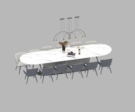 3d render marble dining table Illustrazione stock