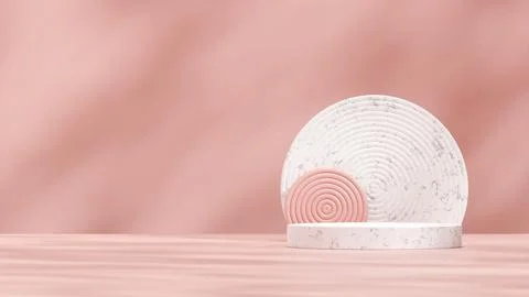 3d render marble podium mockup template with pink background Stock Illustration