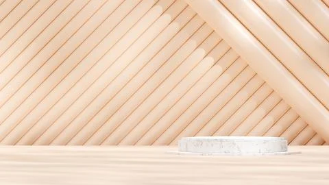 3d render marble podium mockup template with pink background Stock Illustration