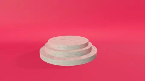 3D Render Marble podiums pastel on pink background. Abstract minimal scene wi Stock Illustration