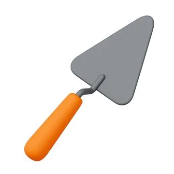 3D Render of Masonry Trowel with Orange Handle Isolated on White Background 스톡 일러스트
