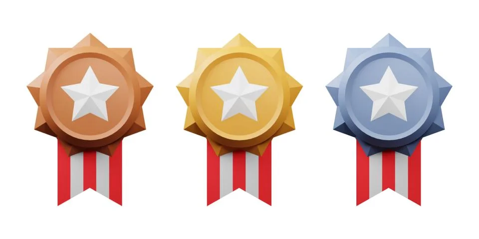 3d render medals illustration Ilustração Stock