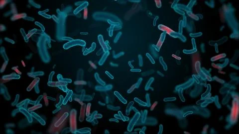 3d render medical background with microbes. Micro world of abstract bacterias Stock Illustration
