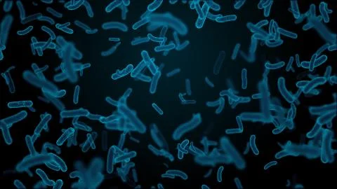 3d render medical background with microbes. Micro world of abstract bacterias Stock Illustration