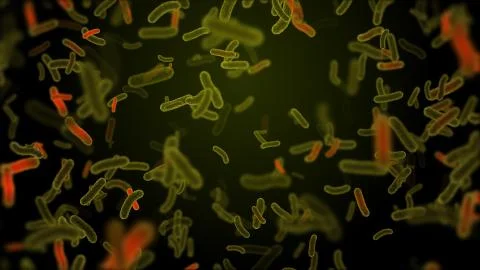 3d render medical background with microbes. Micro world of abstract bacterias Stock Illustration