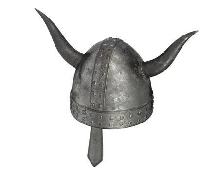 3D render of medieval helmet with horns isolated on white Stock Illustration