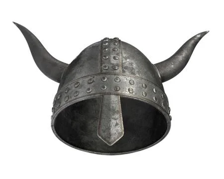 3D render of medieval helmet with horns isolated on white Stock Illustration