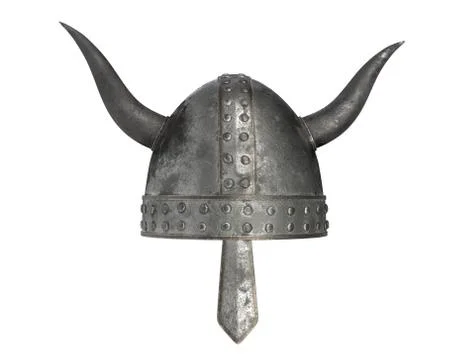 3D render of medieval helmet with horns isolated on white Stock Illustration