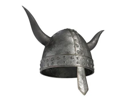 3D render of medieval helmet with horns isolated on white Stock Illustration