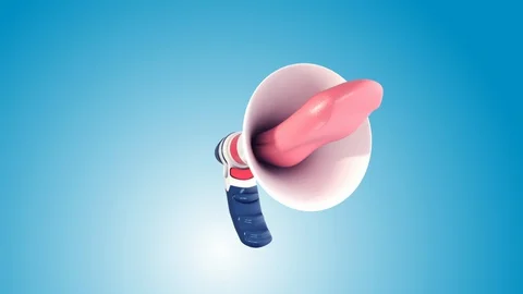 3D render megaphone with tongue. 스톡 동영상 130024892