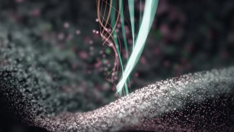 3D Render A mesmerizing 3D render video featuring luminous, flowing ribbons of Stock-Footage 340297397