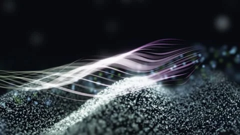 3D Render A mesmerizing 3D render video featuring graceful, ethereal ribbons of Vídeo Stock 340297412