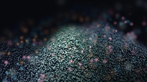 3D Render A mesmerizing, abstract 3D render video unfolds in a deep, dark space, Video stock 340297396