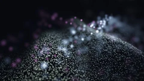 3D Render A mesmerizing, abstract 3D render unfolds in a dark, cosmic Stock Footage 340297406