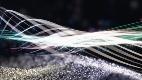 3D Render A mesmerizing abstract video featuring luminous, wavy light trails Stock Footage 340297475