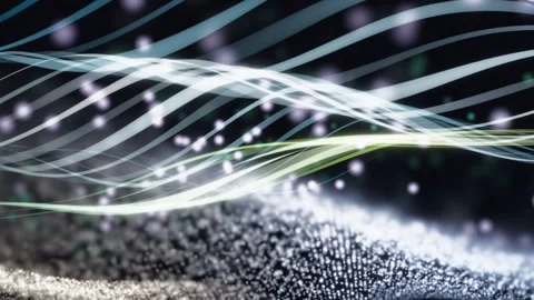 3D Render A mesmerizing digital animation depicting a dynamic, glowing wave or Stock Footage 340297476