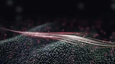 3D Render A mesmerizing digital artwork featuring a luminous, wavy form moving Stock Footage 340297457
