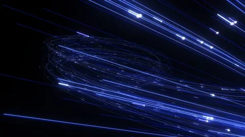 3D render A mesmerizing futuristic digital environment dominated by vibrant blue Stock-Footage 340300212