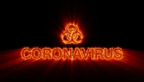 3d render of the message coronavirus written with fire Illustrazione stock