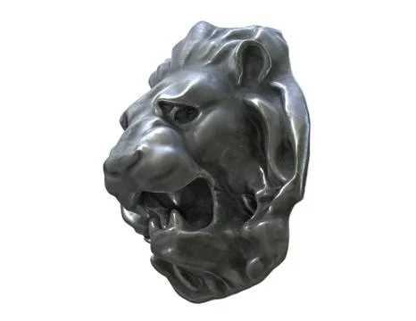 3D render of Metal Lion head isolated on white. Stock Illustration