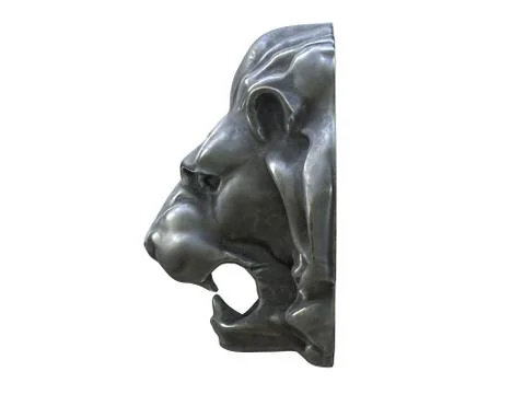 3D render of Metal Lion head isolated on white. Stock Illustration