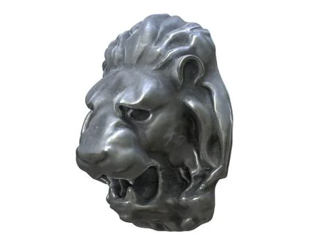 3D render of Metal Lion head isolated on white. Stock Illustration