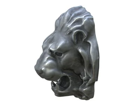 3D render of Metal Lion head isolated on white. Stock Illustration