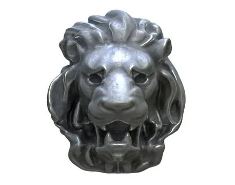 3D render of Metal Lion head isolated on white. Stock Illustration