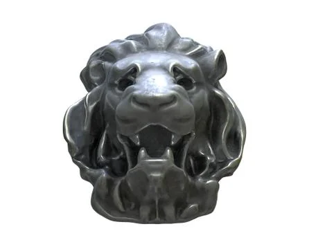 3D render of Metal Lion head isolated on white. Stock Illustration