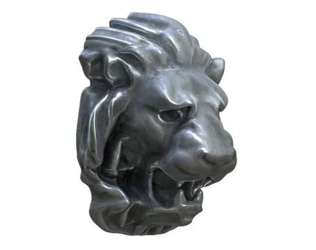 3D render of Metal Lion head isolated on white. Stock Illustration