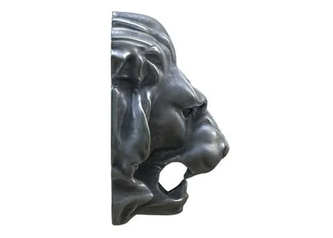 3D render of Metal Lion head isolated on white. Stock Illustration