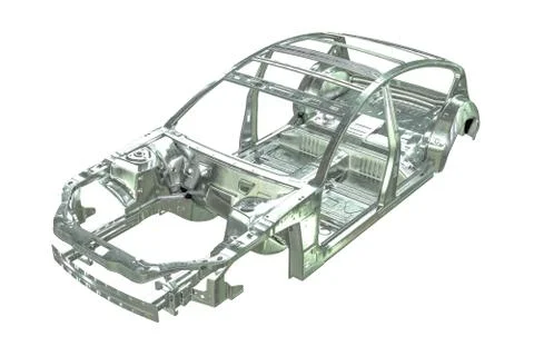 3D render of metalic car body frame isolated on white Stock Illustration