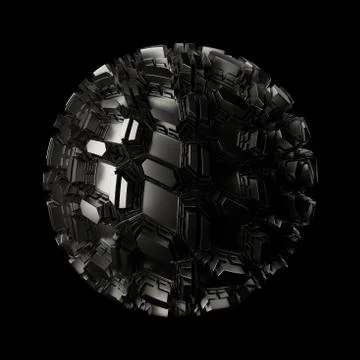 3d render metall background. Displacement surface. Random patterns extruded f Stock Illustration