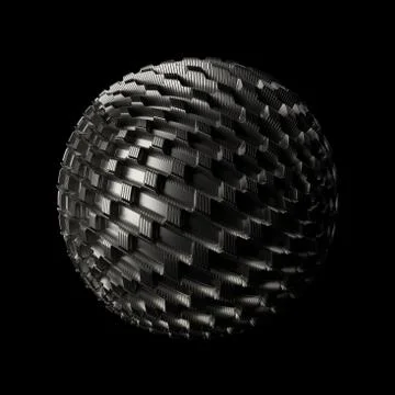 3d render metall background. Displacement surface. Random patterns extruded f Stock Illustration