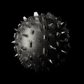 3d render metall background. Displacement surface. Random patterns extruded f Illustrazione stock