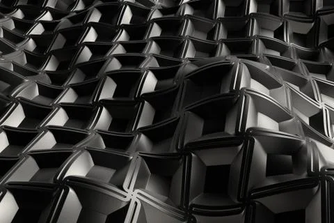 3d render metall background with reflections. Displacement surface. Random pa Stock Illustration