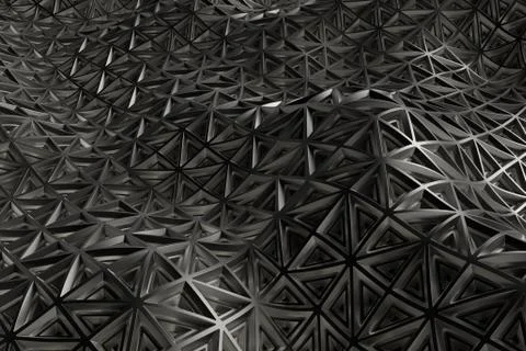 3d render metall background with reflections. Displacement surface. Random pa Stock Illustration