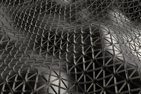 3d render metall background with reflections. Displacement surface. Random pa Stock Illustration